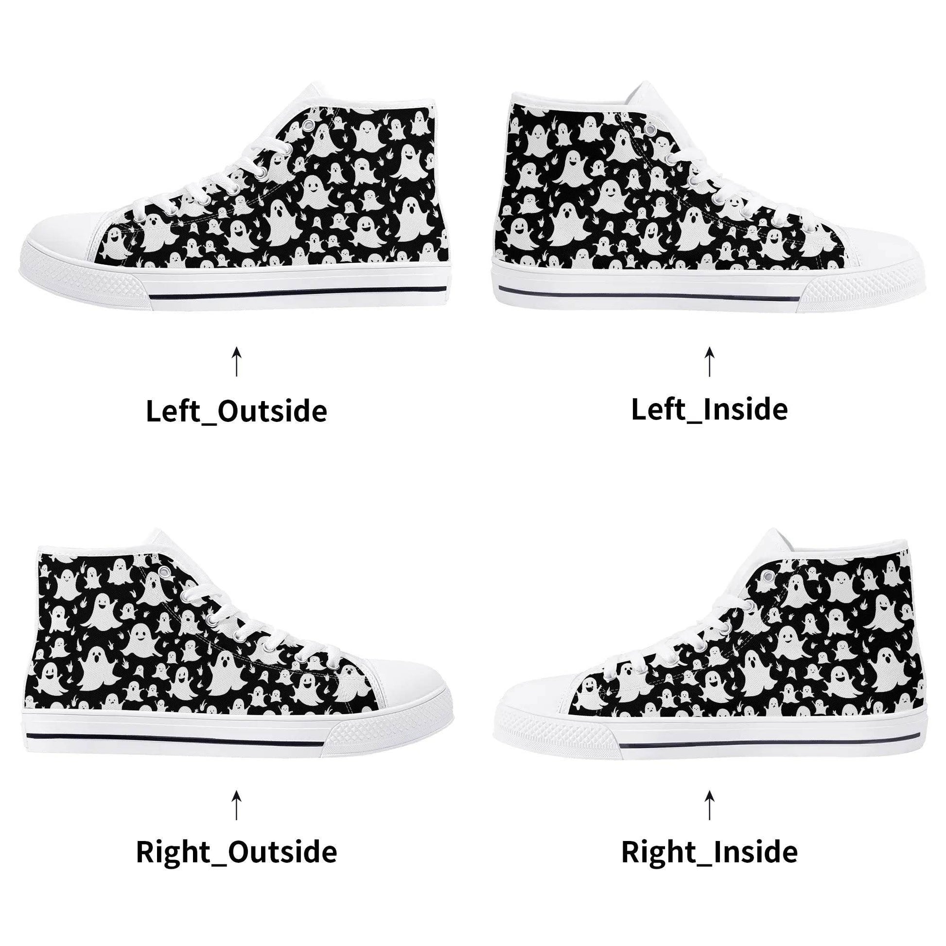 Women's Rubber High Spooky Ghost Canvas Shoes - DeRose Seasonal