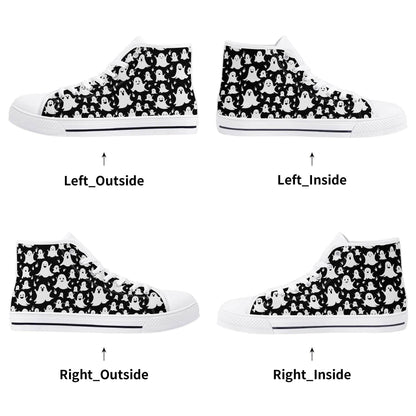 Women's Rubber High Spooky Ghost Canvas Shoes - DeRose Seasonal