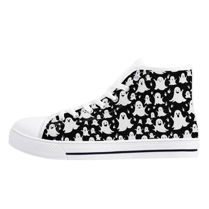 Women's Rubber High Spooky Ghost Canvas Shoes - DeRose Seasonal