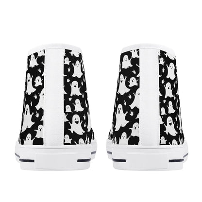 Women's Rubber High Spooky Ghost Canvas Shoes - DeRose Seasonal