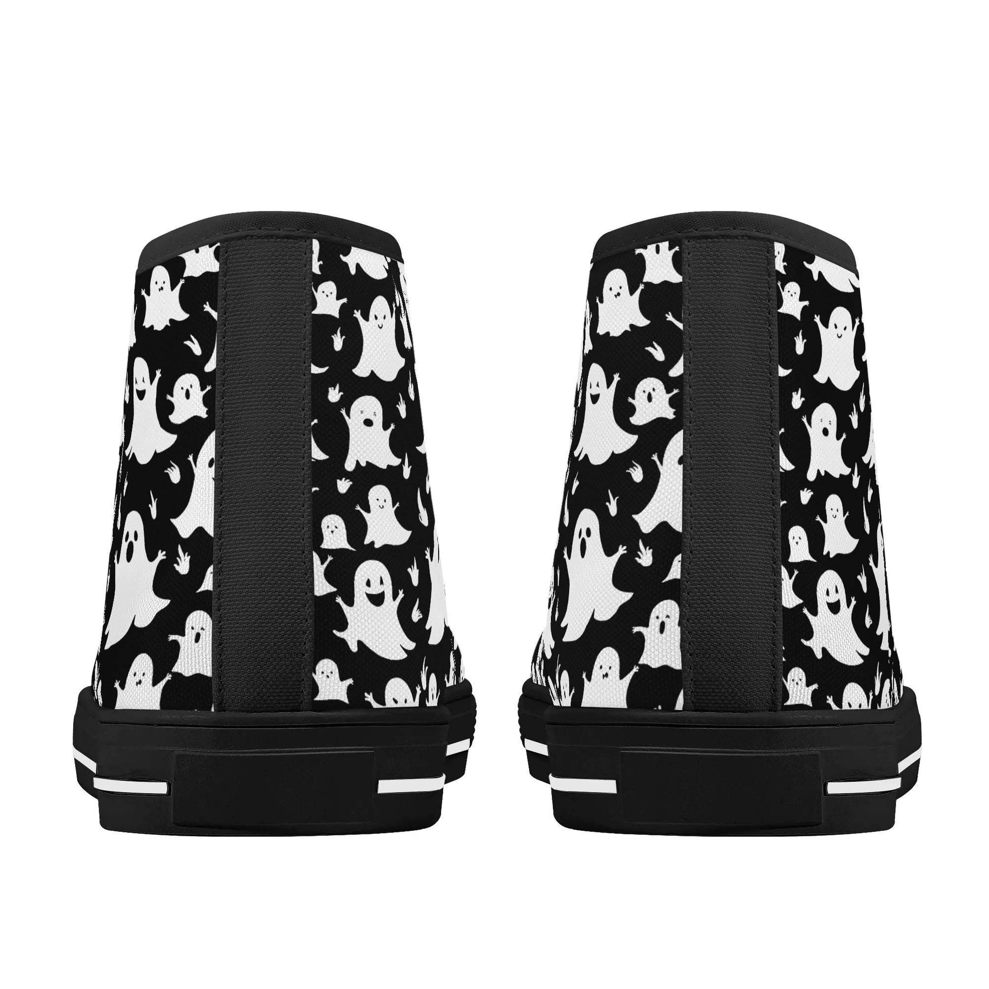 Women's Rubber High Spooky Ghost Canvas Shoes - DeRose Seasonal