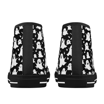 Women's Rubber High Spooky Ghost Canvas Shoes - DeRose Seasonal