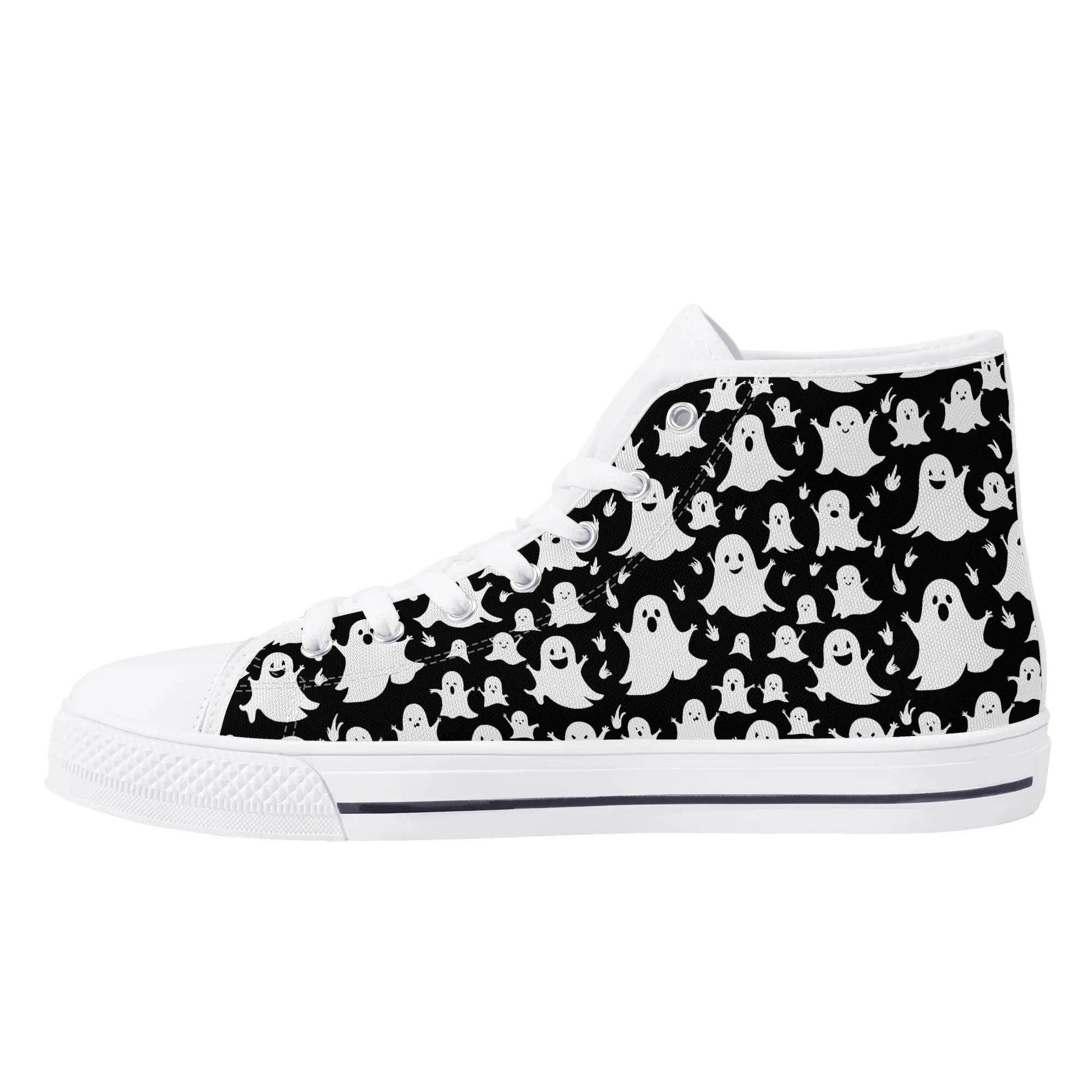 Women's Rubber High Spooky Ghost Canvas Shoes - DeRose Seasonal
