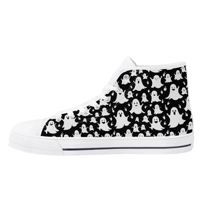 Women's Rubber High Spooky Ghost Canvas Shoes - DeRose Seasonal