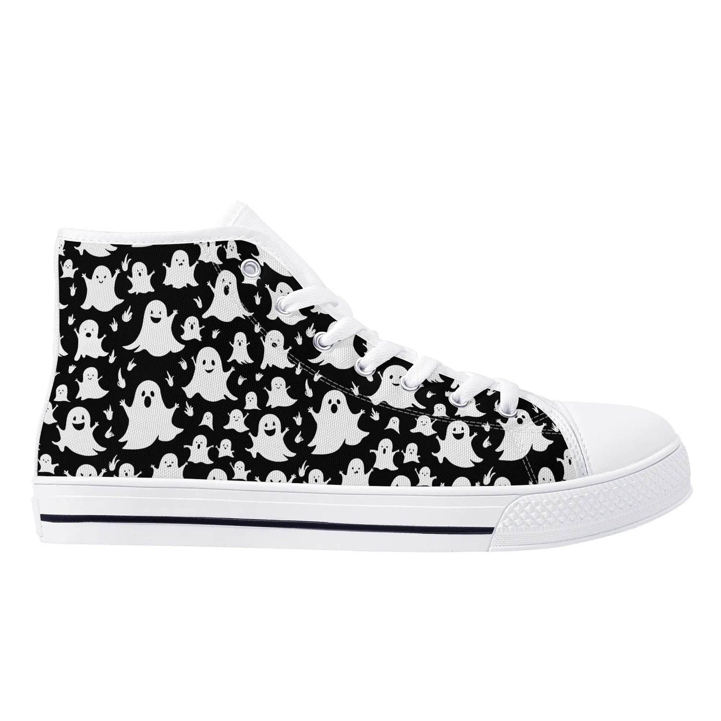 Women's Rubber High Spooky Ghost Canvas Shoes - DeRose Seasonal