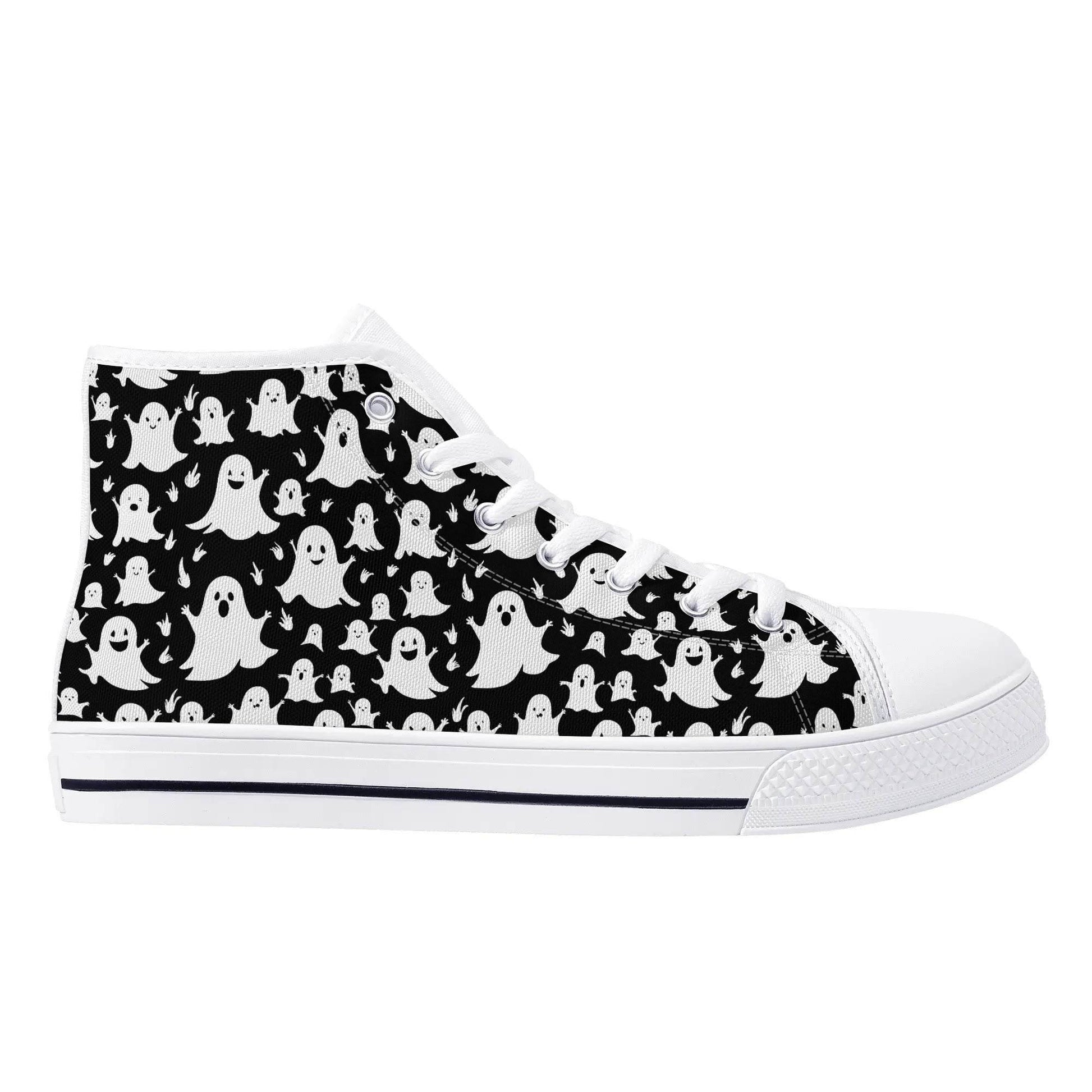 Women's Rubber High Spooky Ghost Canvas Shoes - DeRose Seasonal