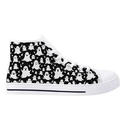 Women's Rubber High Spooky Ghost Canvas Shoes - DeRose Seasonal
