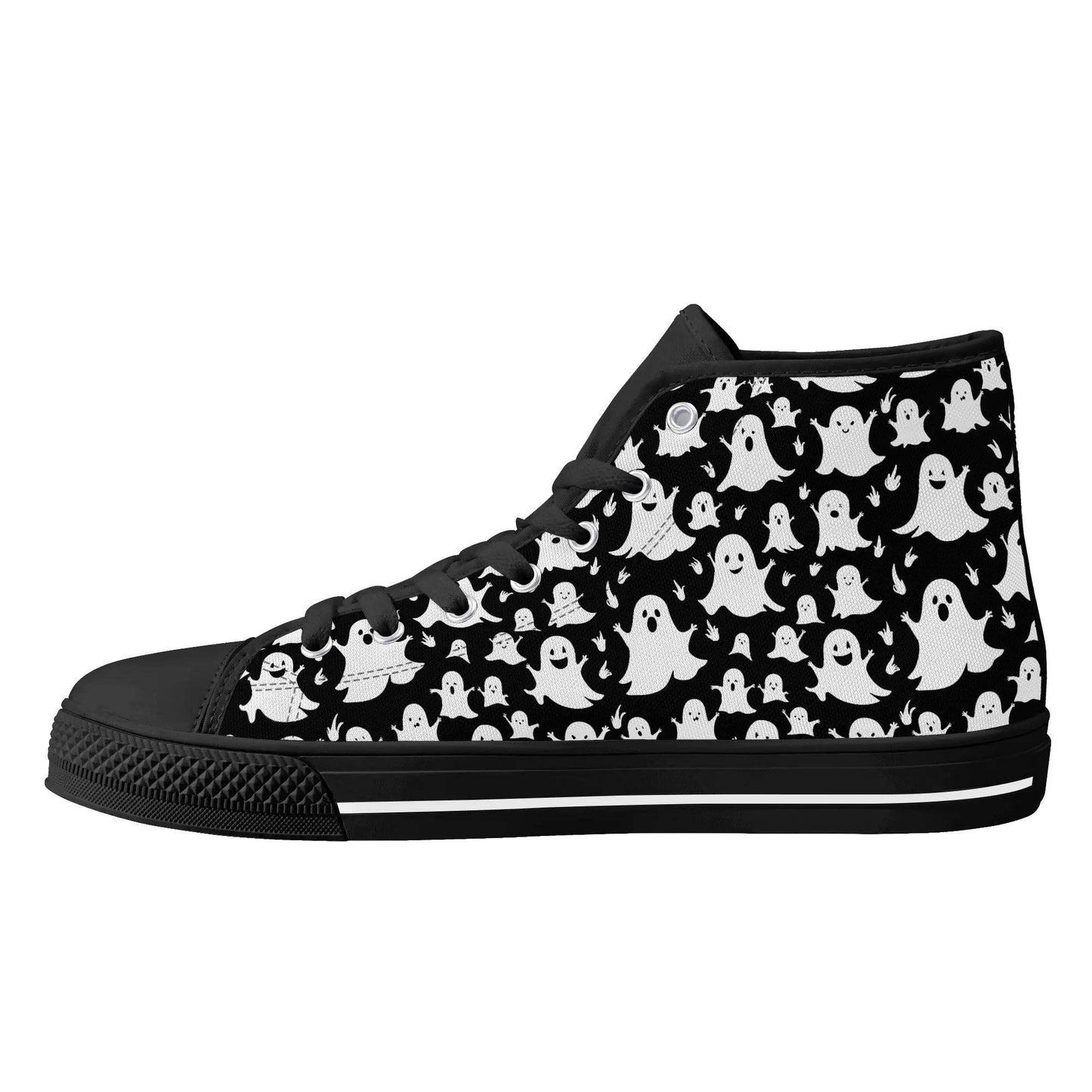 Women's Rubber High Spooky Ghost Canvas Shoes - DeRose Seasonal