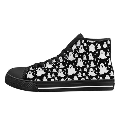 Women's Rubber High Spooky Ghost Canvas Shoes - DeRose Seasonal