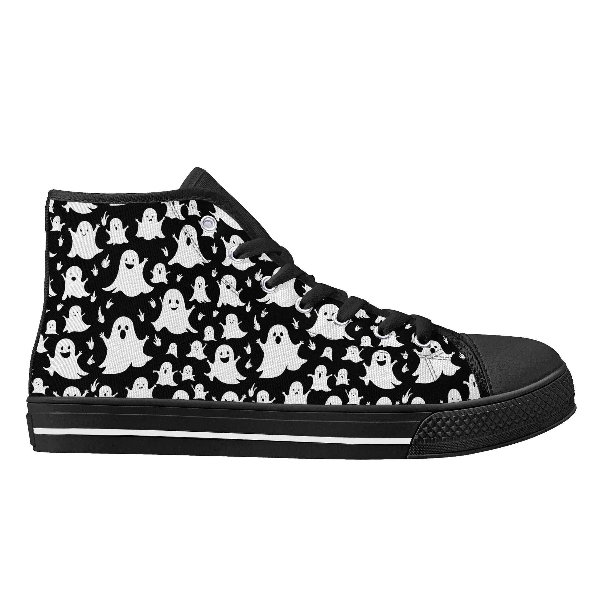 Women's Rubber High Spooky Ghost Canvas Shoes - DeRose Seasonal