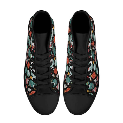 Women's Rubber High Top Big Ornament Canvas Shoes - DeRose Seasonal