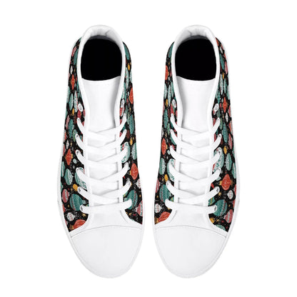 Women's Rubber High Top Big Ornament Canvas Shoes - DeRose Seasonal