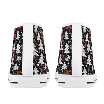 Women's Rubber High Top Christmas Trees Canvas Shoes - DeRose Seasonal
