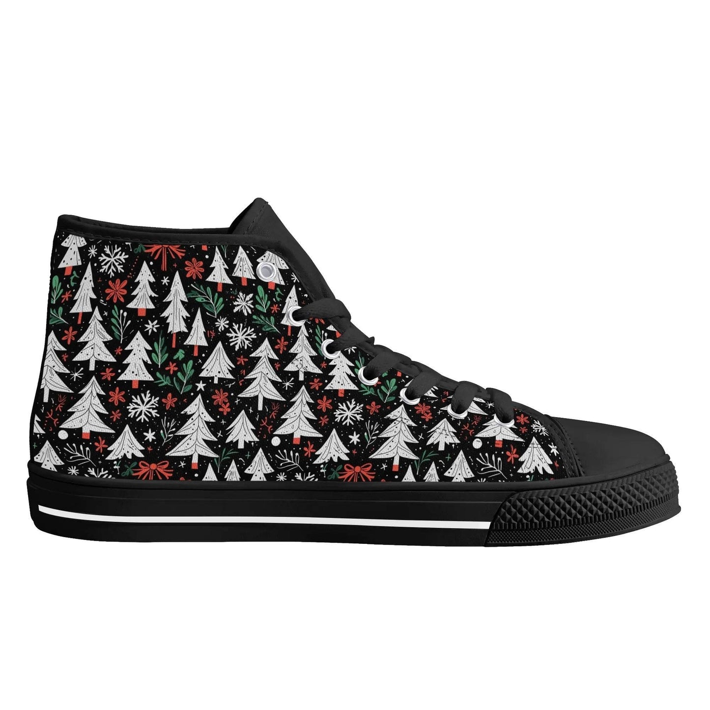 Women's Rubber High Top Christmas Trees Canvas Shoes - DeRose Seasonal