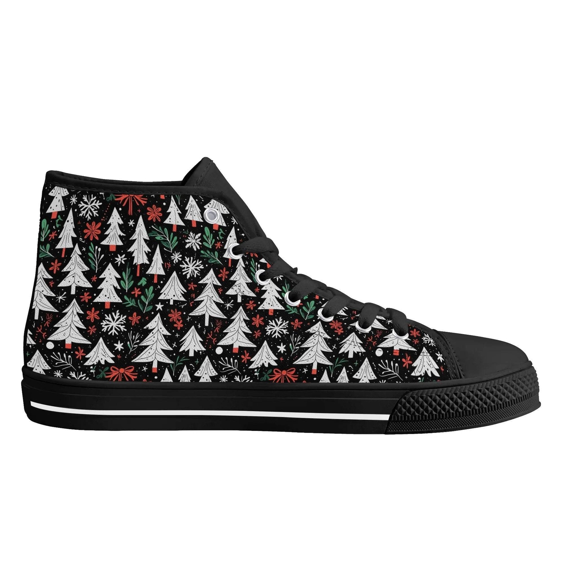 Women's Rubber High Top Christmas Trees Canvas Shoes - DeRose Seasonal