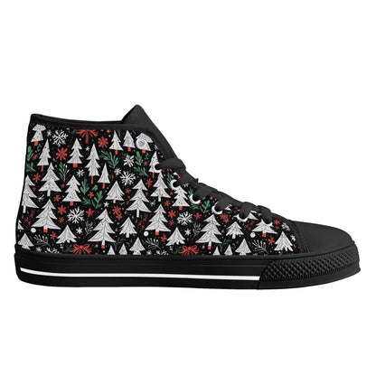 Women's Rubber High Top Christmas Trees Canvas Shoes - DeRose Seasonal