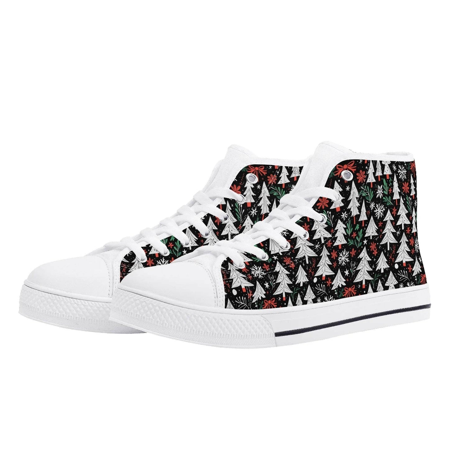 Women's Rubber High Top Christmas Trees Canvas Shoes - DeRose Seasonal
