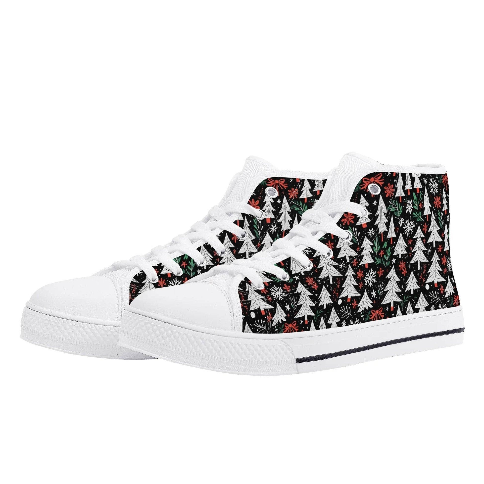 Women's Rubber High Top Christmas Trees Canvas Shoes - DeRose Seasonal
