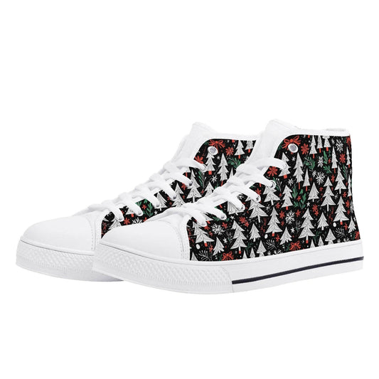 Women's Rubber High Top Christmas Trees Canvas Shoes - DeRose Seasonal