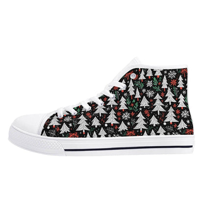 Women's Rubber High Top Christmas Trees Canvas Shoes - DeRose Seasonal