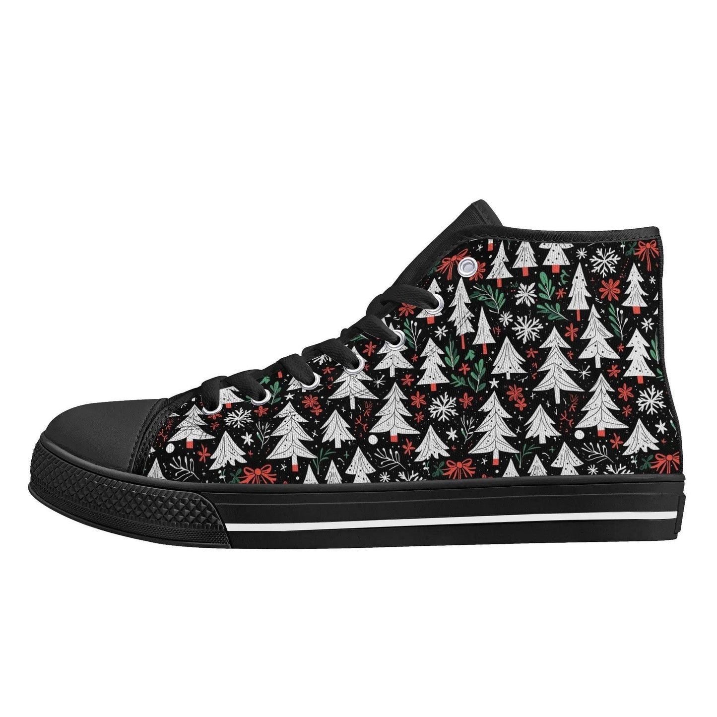 Women's Rubber High Top Christmas Trees Canvas Shoes - DeRose Seasonal