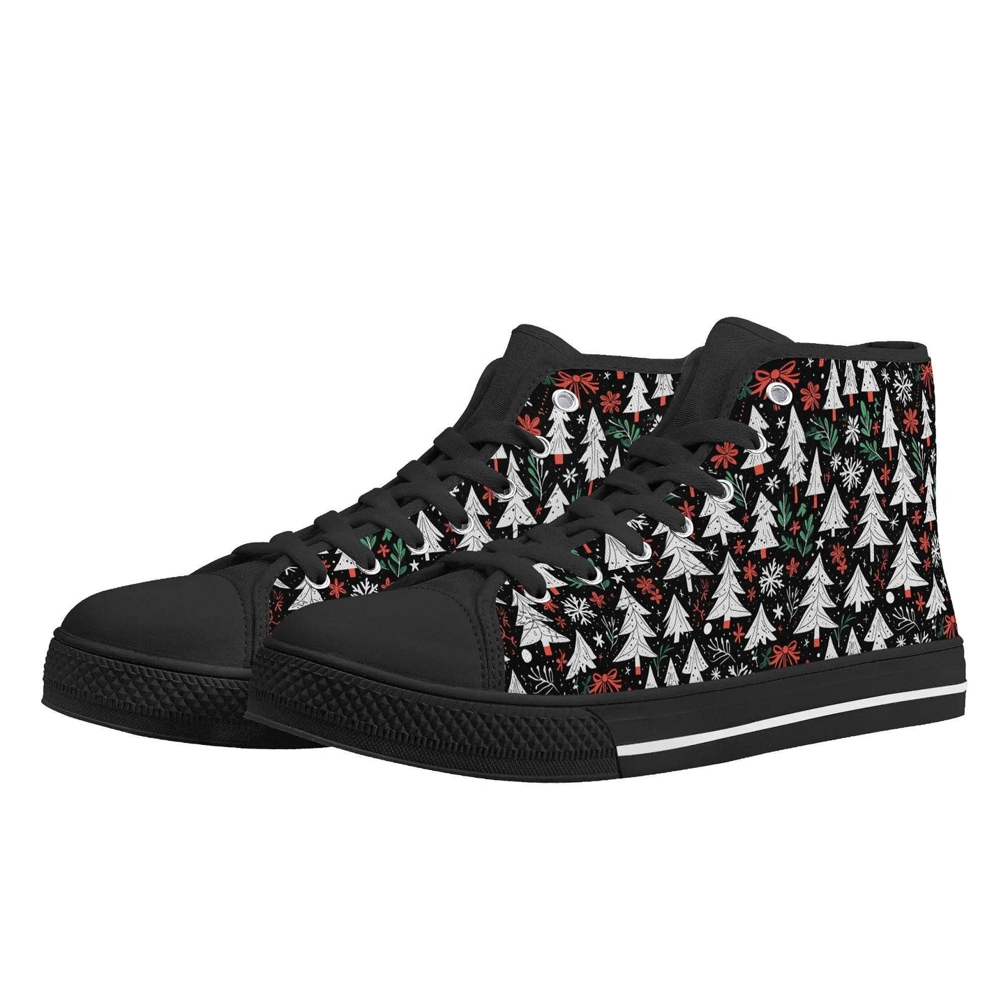 Women's Rubber High Top Christmas Trees Canvas Shoes - DeRose Seasonal