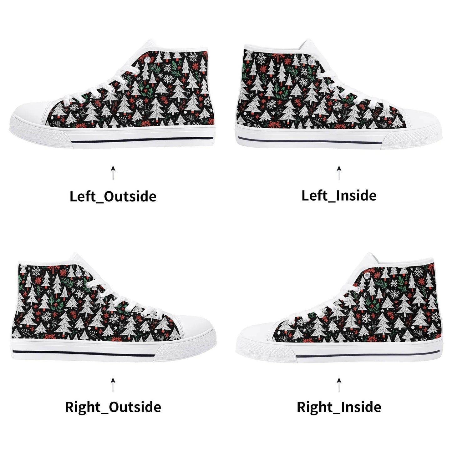 Women's Rubber High Top Christmas Trees Canvas Shoes - DeRose Seasonal