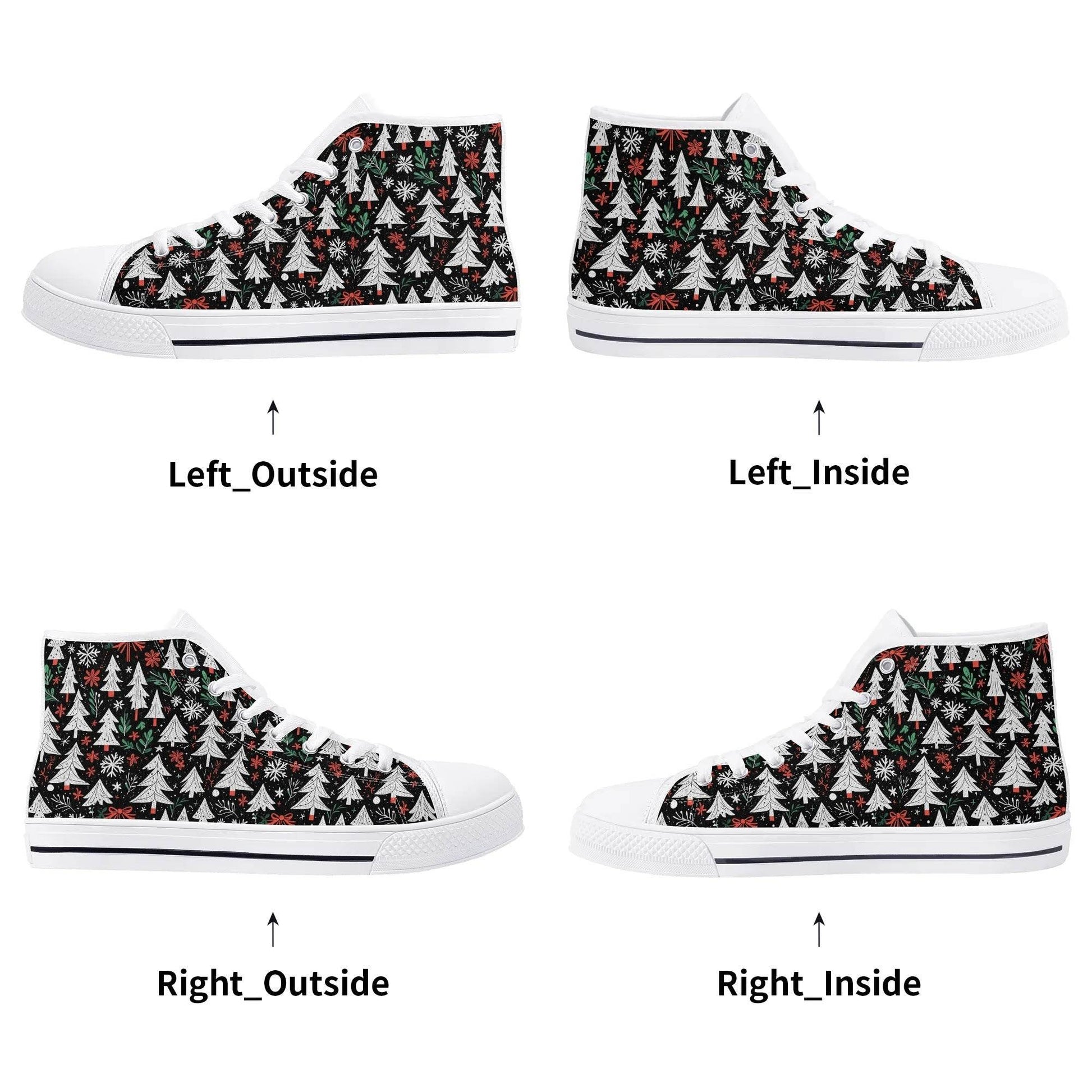 Women's Rubber High Top Christmas Trees Canvas Shoes - DeRose Seasonal