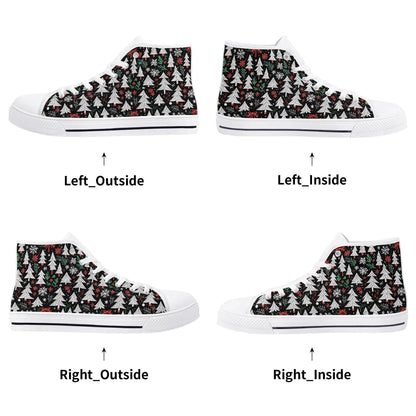 Women's Rubber High Top Christmas Trees Canvas Shoes - DeRose Seasonal