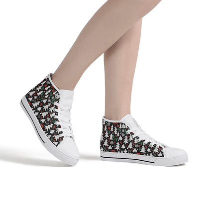 Women's Rubber High Top Christmas Trees Canvas Shoes - DeRose Seasonal