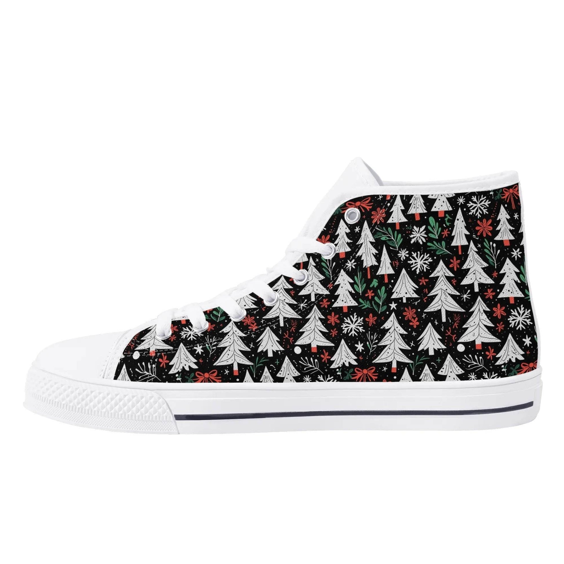 Women's Rubber High Top Christmas Trees Canvas Shoes - DeRose Seasonal