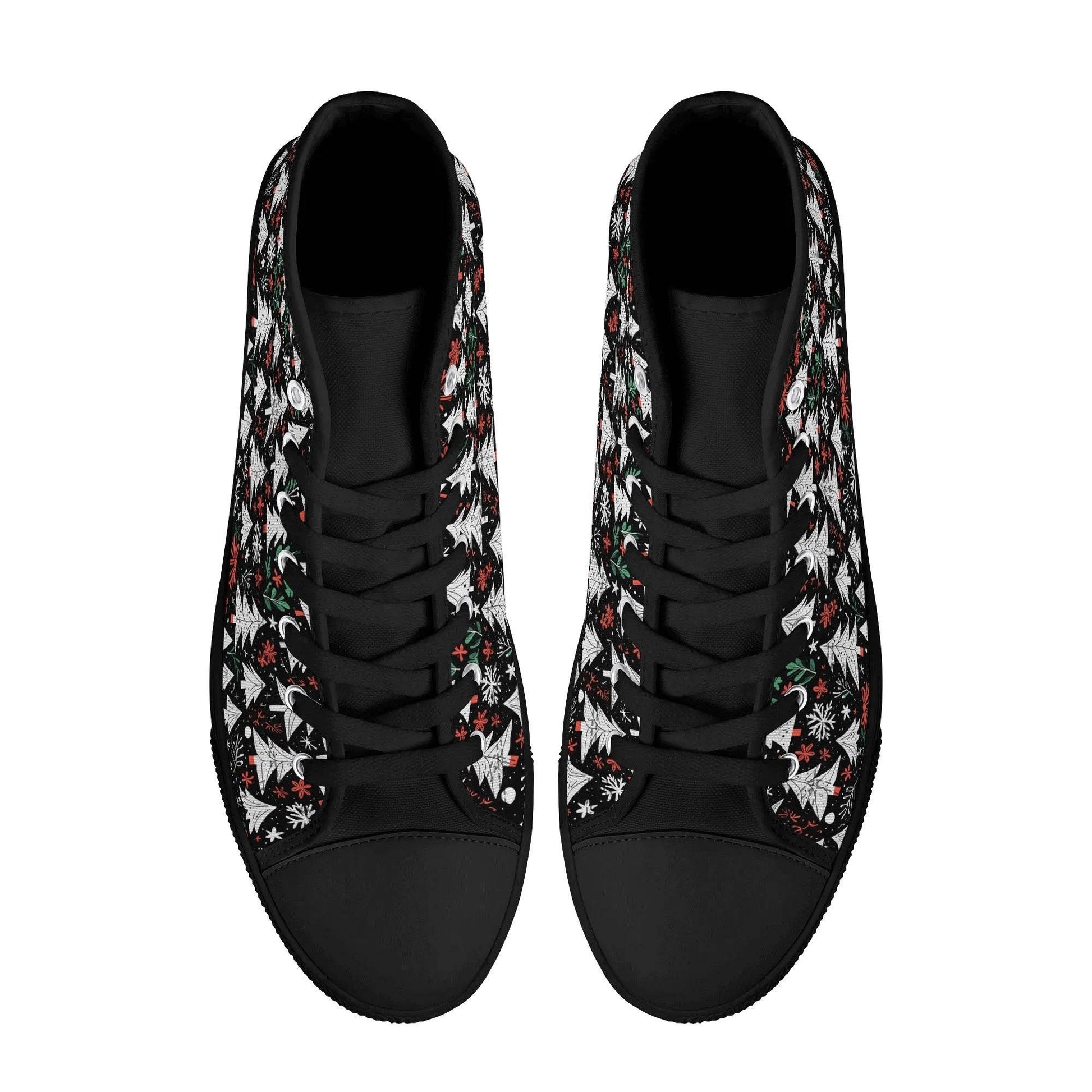 Women's Rubber High Top Christmas Trees Canvas Shoes - DeRose Seasonal