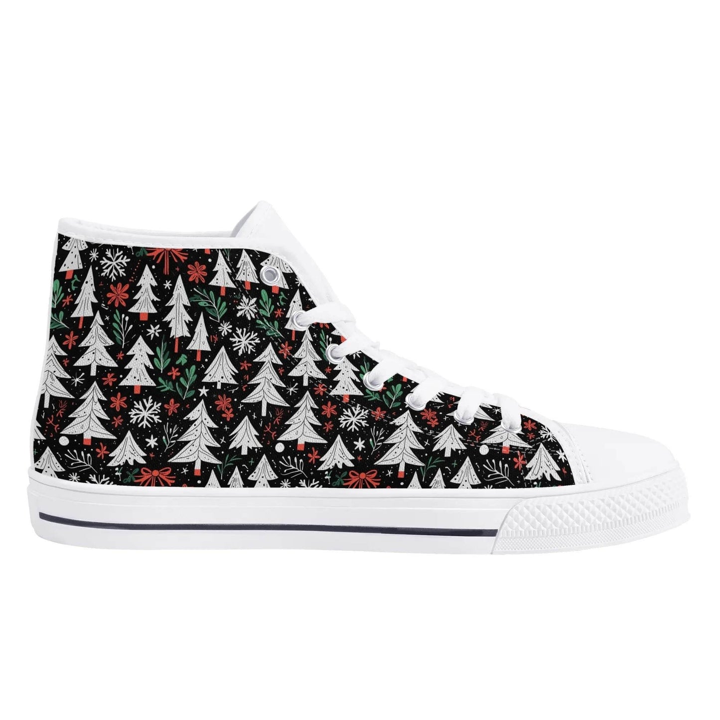 Women's Rubber High Top Christmas Trees Canvas Shoes - DeRose Seasonal