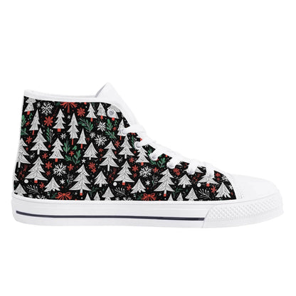 Women's Rubber High Top Christmas Trees Canvas Shoes - DeRose Seasonal