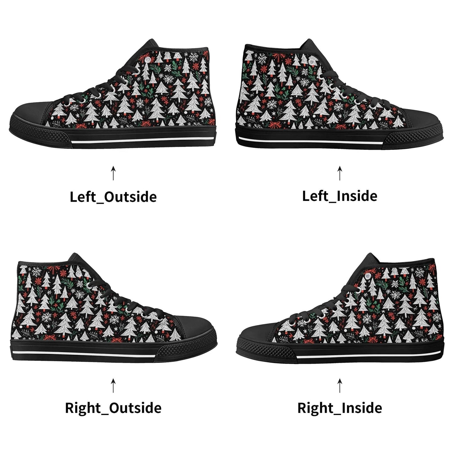 Women's Rubber High Top Christmas Trees Canvas Shoes - DeRose Seasonal