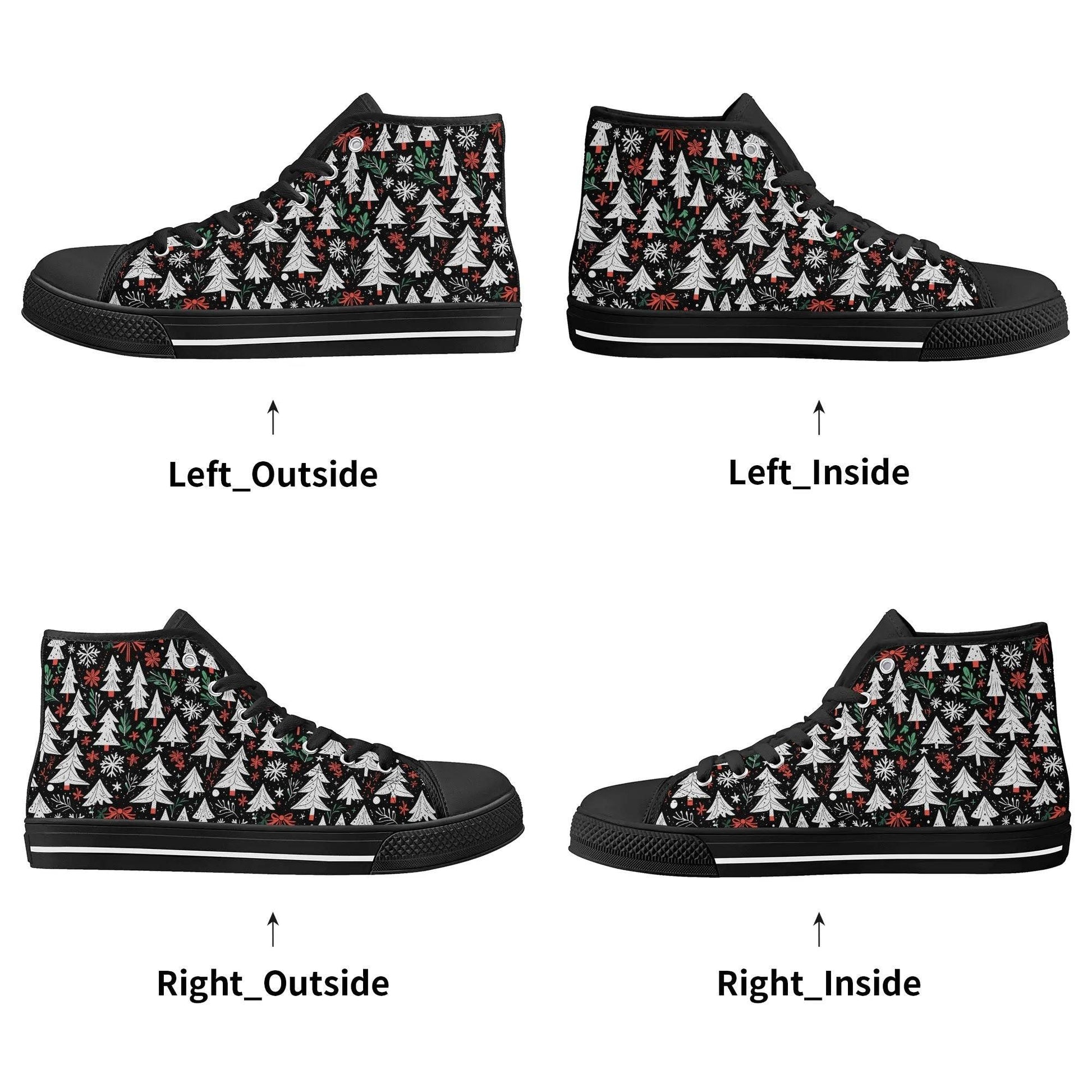 Women's Rubber High Top Christmas Trees Canvas Shoes - DeRose Seasonal