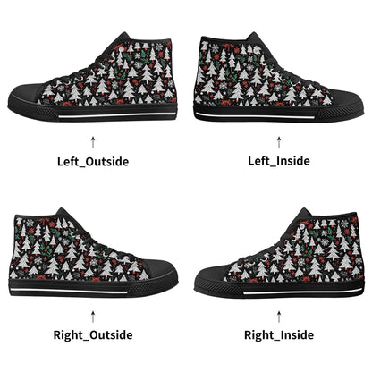 Women's Rubber High Top Christmas Trees Canvas Shoes - DeRose Seasonal