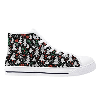 Women's Rubber High Top Christmas Trees Canvas Shoes - DeRose Seasonal