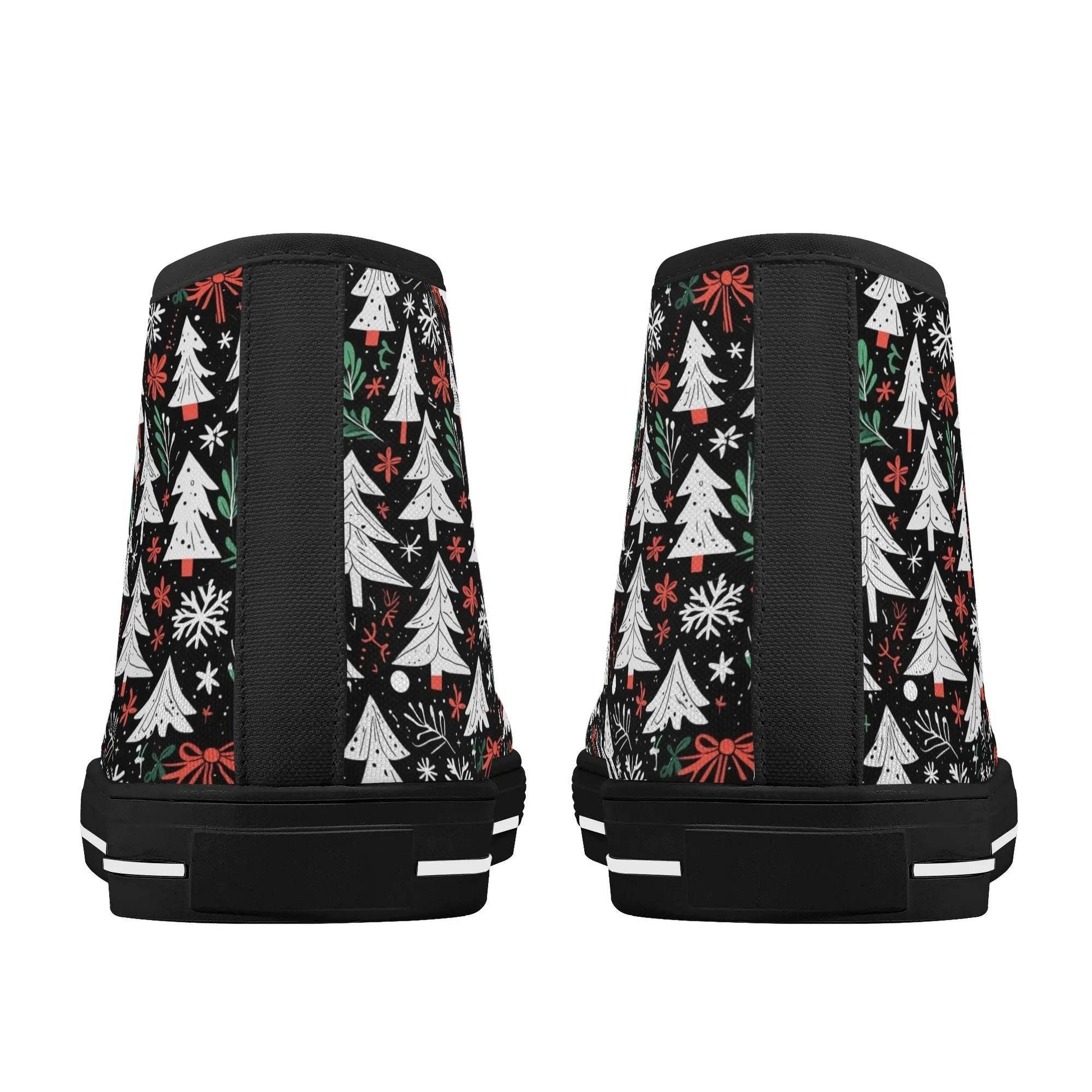 Women's Rubber High Top Christmas Trees Canvas Shoes - DeRose Seasonal