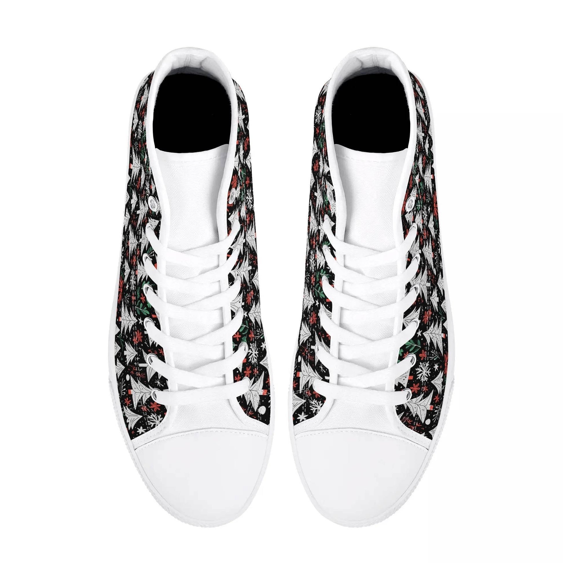 Women's Rubber High Top Christmas Trees Canvas Shoes - DeRose Seasonal