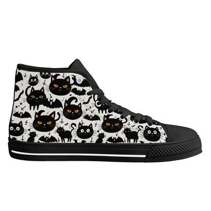 Women's Rubber High Top Crazy Cat Lady Canvas Shoes - DeRose Seasonal