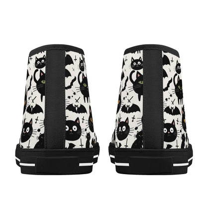 Women's Rubber High Top Crazy Cat Lady Canvas Shoes - DeRose Seasonal