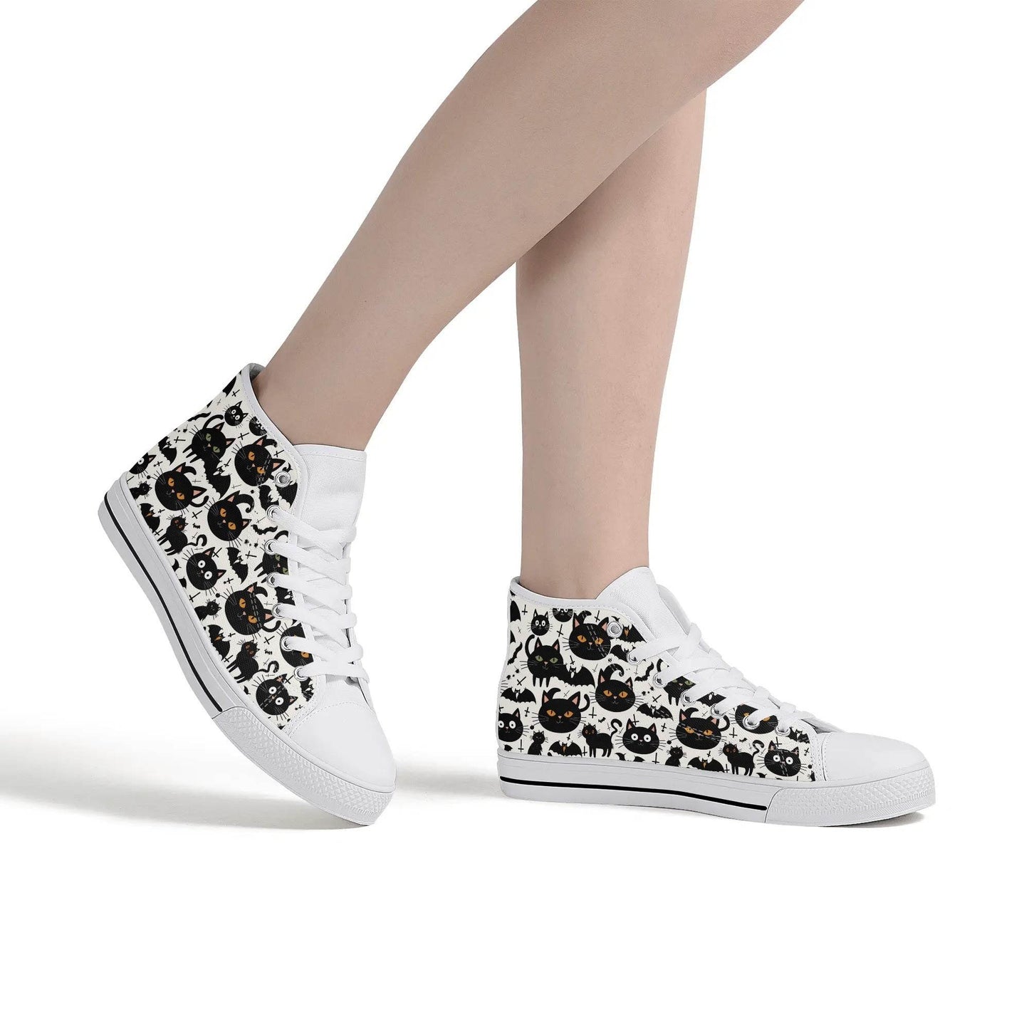 Women's Rubber High Top Crazy Cat Lady Canvas Shoes - DeRose Seasonal
