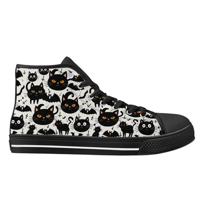 Women's Rubber High Top Crazy Cat Lady Canvas Shoes - DeRose Seasonal
