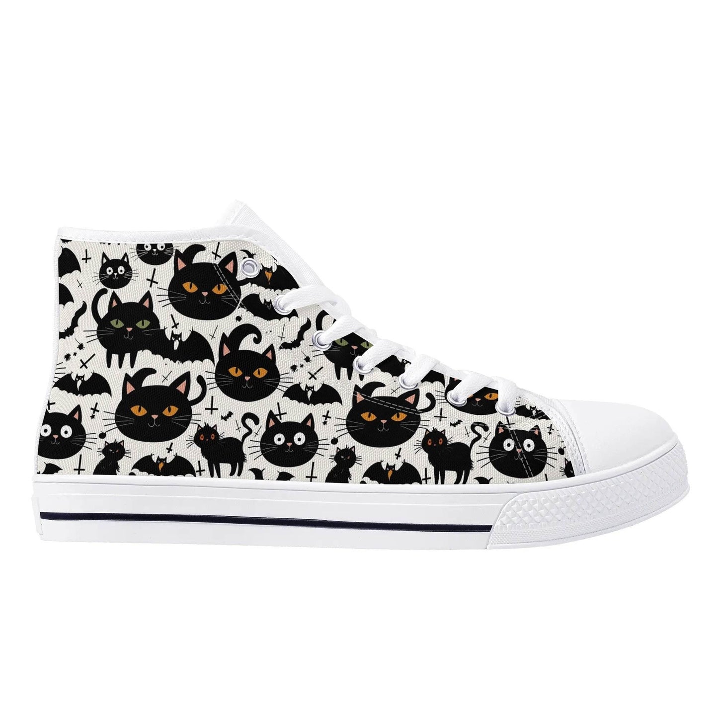Women's Rubber High Top Crazy Cat Lady Canvas Shoes - DeRose Seasonal
