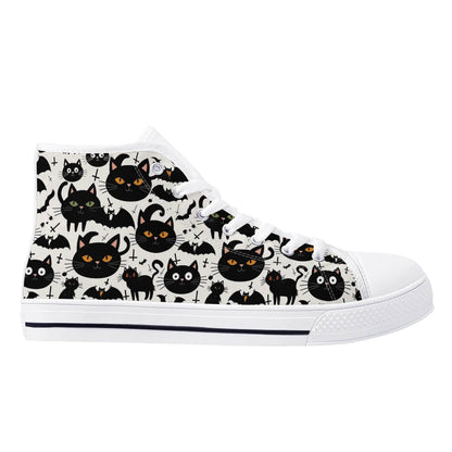 Women's Rubber High Top Crazy Cat Lady Canvas Shoes - DeRose Seasonal
