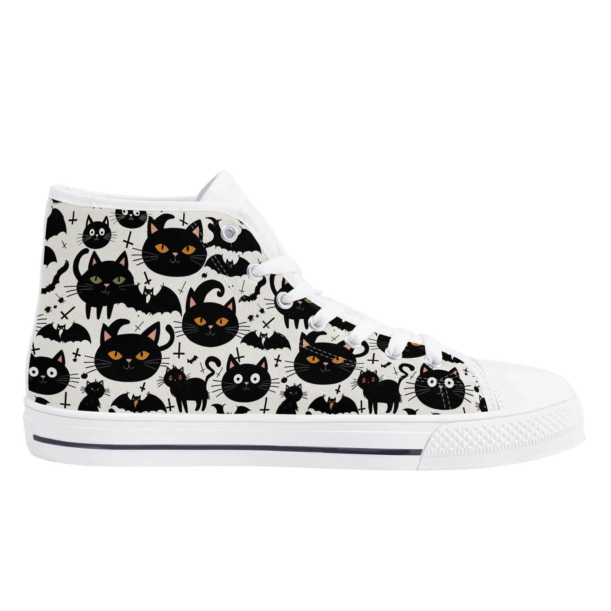Women's Rubber High Top Crazy Cat Lady Canvas Shoes - DeRose Seasonal