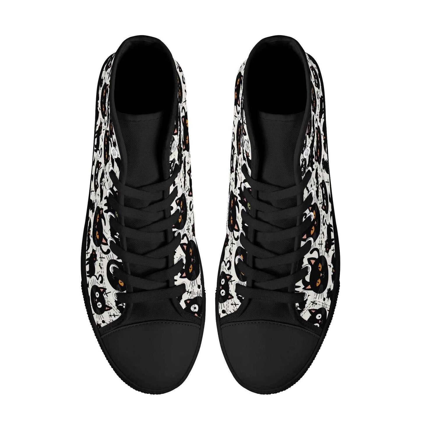 Women's Rubber High Top Crazy Cat Lady Canvas Shoes - DeRose Seasonal