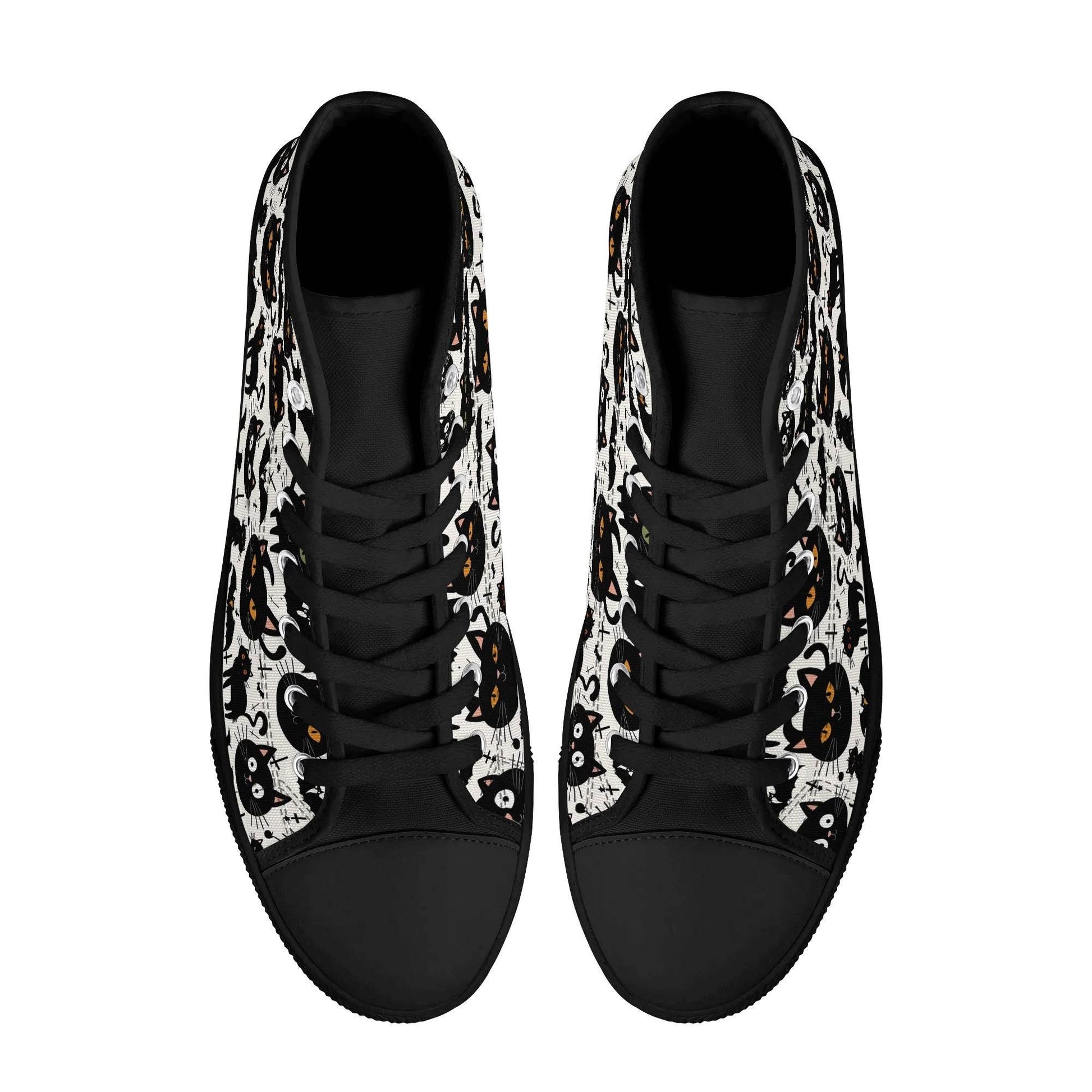 Women's Rubber High Top Crazy Cat Lady Canvas Shoes - DeRose Seasonal