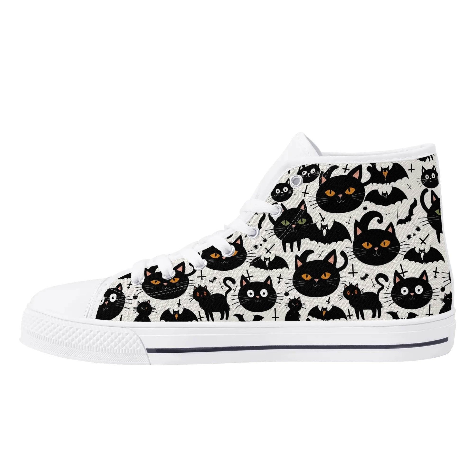 Women's Rubber High Top Crazy Cat Lady Canvas Shoes - DeRose Seasonal